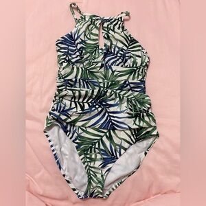 Ellen Tracy Green and Blue Leaf swimsuit, NEW NEVER WORN